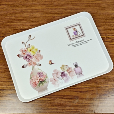 密胺托盘长方形茶盘花卉图案