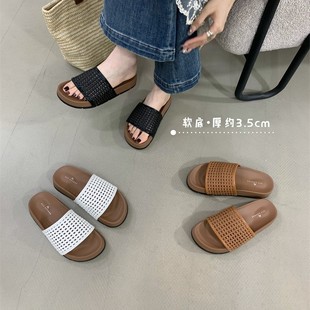 编织度假凉拖鞋 勃肯厚底 女夏外穿2025新款 夏天超火海边沙滩鞋