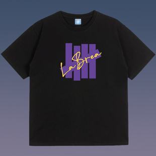 不败五道杠 HIAUTO UND 夏季圆领短袖签名图像印花 男女情侣款T恤