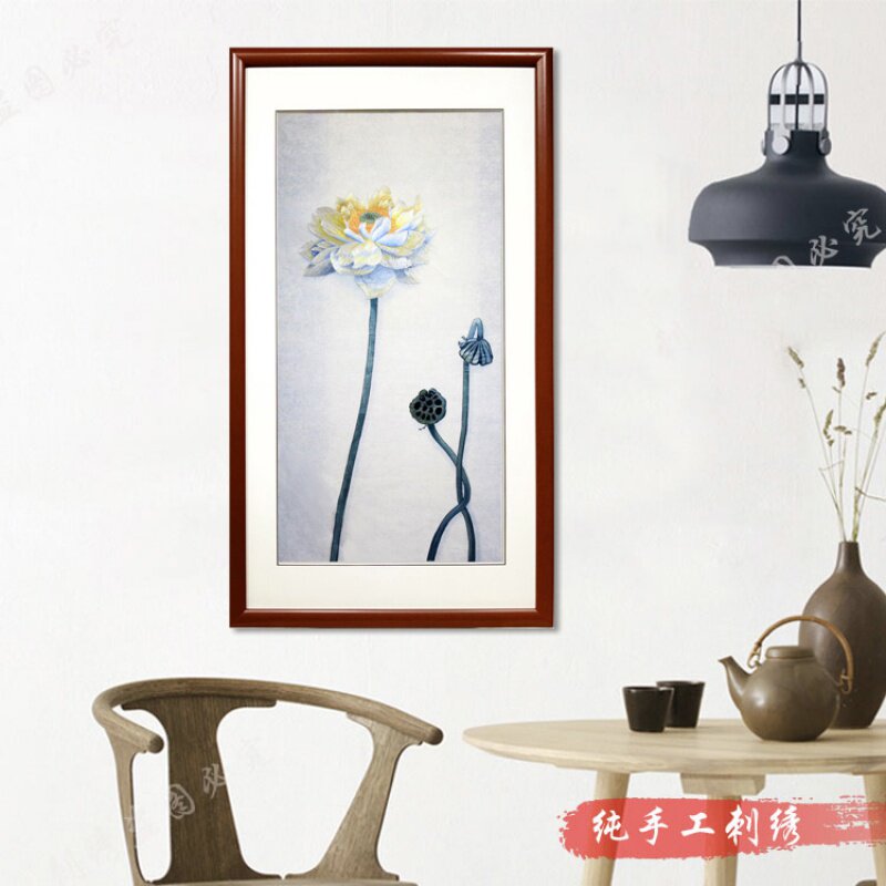 蜀绣 荷花莲花 手工刺绣国画挂画送领导高档礼品中国特色传统艺术