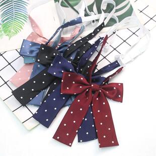 搭配JK制服酒红色粉色小波点长柄领结女学生衬衫可爱少女软妹领花