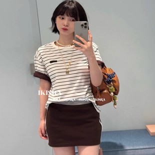 黑白色条纹双面短袖 品质升级 夏季 T恤女