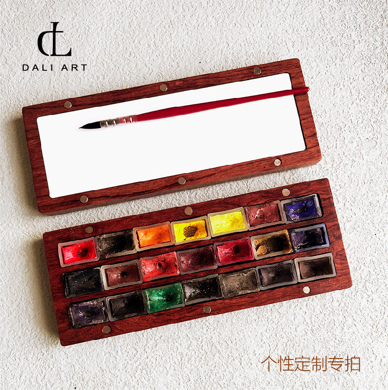 高端木质便携水彩颜料盒定制欢迎来图 花梨木缅花加厚不变型,特色手工艺,其他特色工艺品,淘宝优惠券,粉丝福利购,淘宝优惠卷