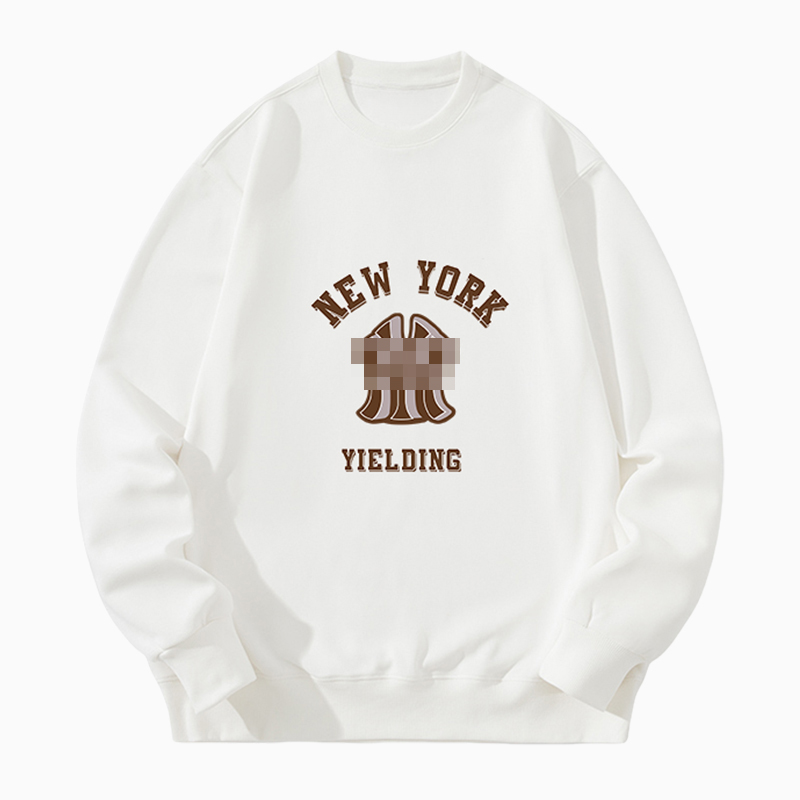 MY落肩款秋冬季宽松卫衣情侣同款简约印花圆领重磅休闲套头长袖潮