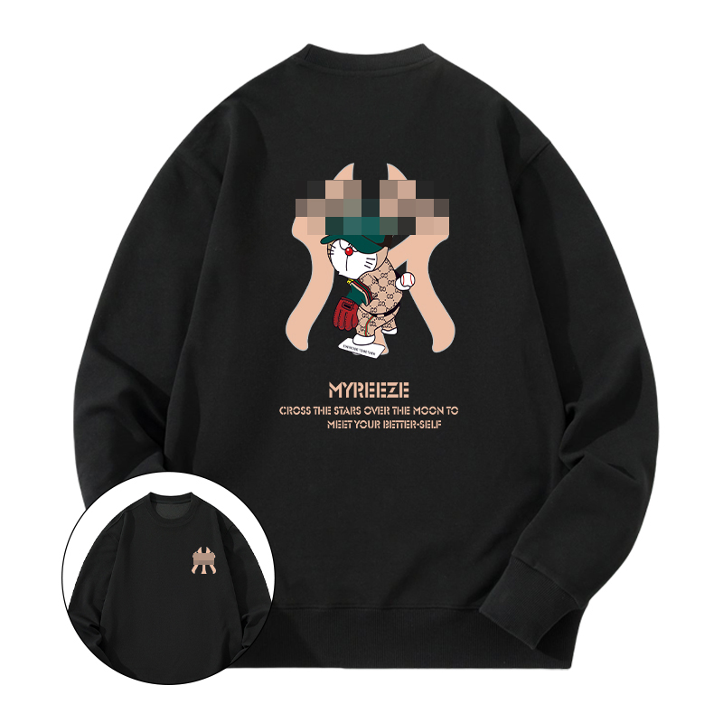 MY卫衣男女秋冬上衣简约宽松印花长袖潮流情侣装学生休闲套头上衣