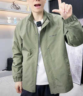 遮肚子外套2025春秋冬新款爸爸工装薄款中青年夹克皮休闲立领男