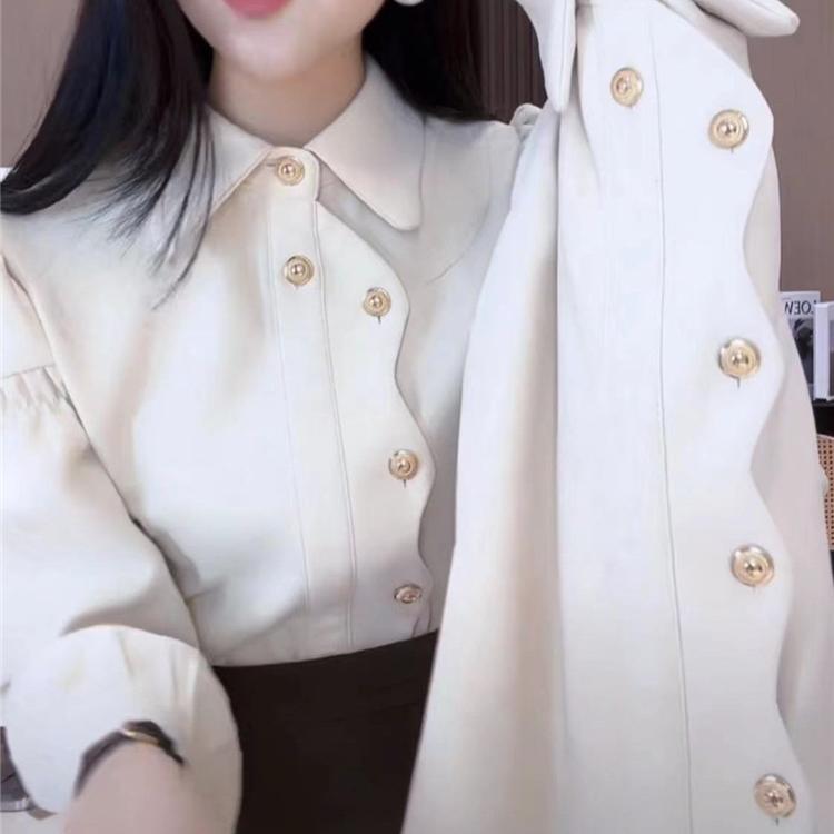 2025春秋法式高级感长袖衬衫女款新款独特别致孕不规则气质上衣