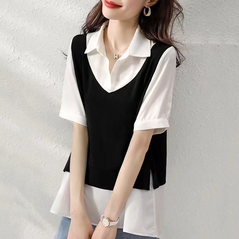 POLO领连衣裙女夏设计感百褶衬衫