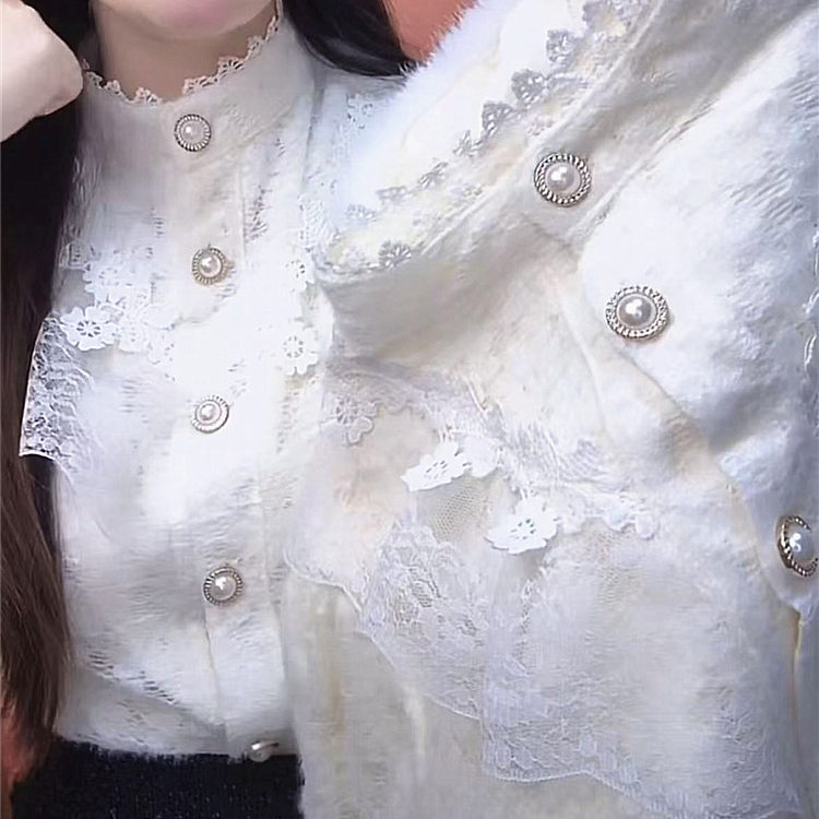 冬季加绒新中式立领长袖衬衫女