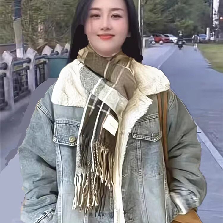 高级加绒加厚牛仔棉服外套女冬装新款毛领韩版宽松棉衣休闲上衣女