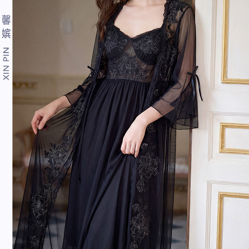 法式睡裙女夏性感蕾丝情趣吊带裙
