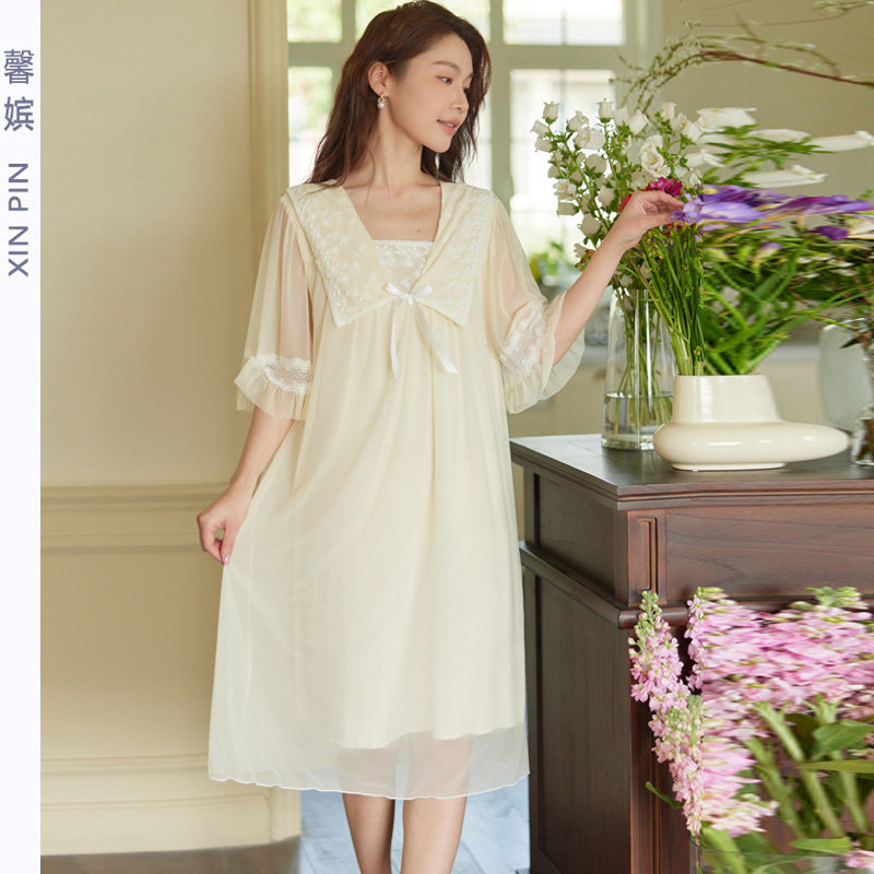 公主睡裙女夏网纱甜美宫廷中长裙