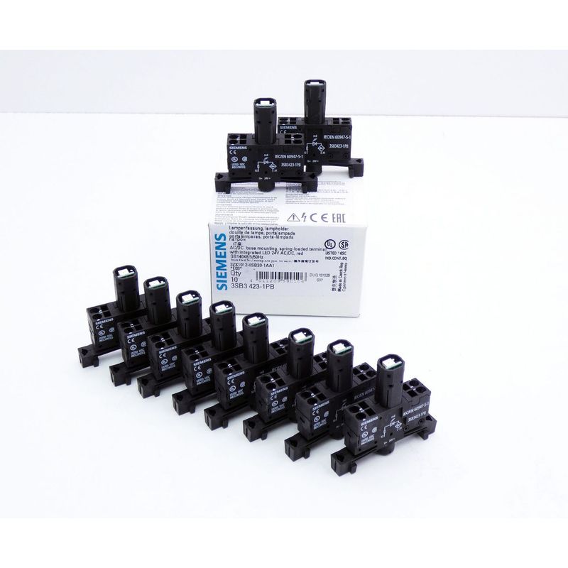 10x Siemens 3SB3-423-1PB E: 07 Lampenfassung mit LED, Rot 24