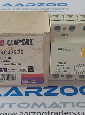 Clipsal 4RC42530 25AMP 30MA 415V 50Hz 10KA Cuatro Polo Resid