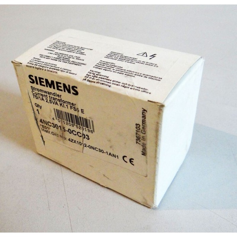 Siemens 4NC3015-0CC03 Version:01 Stromwandler 75/1A 2,5VA -s