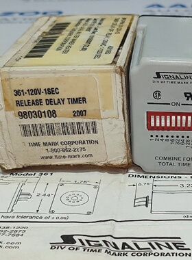 TIME MARK CORPORATION 361120V1SEC RELEASE DELAY RELAY 10A 11