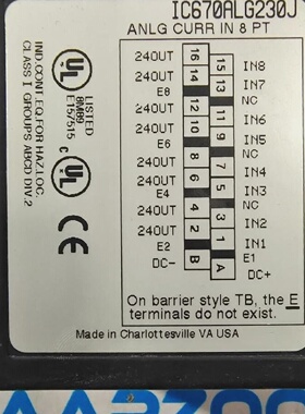 GEFANUCIC670ALG230J模拟电流输入模块8点24VDC