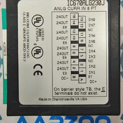 GEFANUCIC670ALG230J模拟电流输入模块8点24VDC