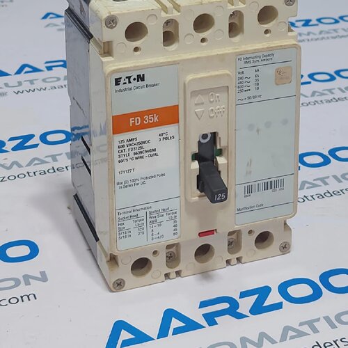 EATONFD3125L600VAC250VDC工业电路断路器3POLEFD35k125AMPS