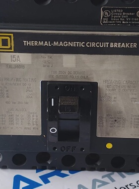 USED SQUARE D FAL34015 3 POLE 15 A THERMALMAGNETIC CIRCUIT B