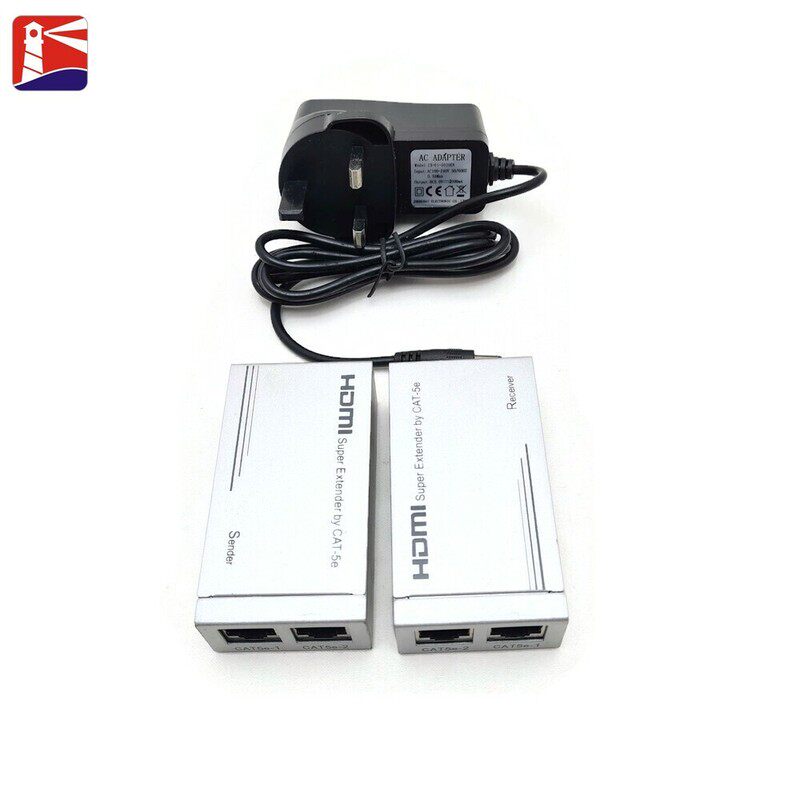 HDMI 发送器 - 接收器适用于 CAT5e-2 -Cat5e-2 电缆。