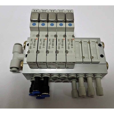 SMC 8 PORT MANIFOLD WITH AND 5 X SY3140-5LOU-Q SOLENOID VA