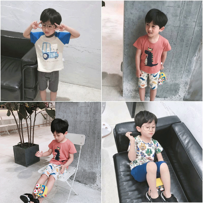 2018男女童夏季新款童装 儿童卡通家居服套装宝宝睡衣上衣裤子潮