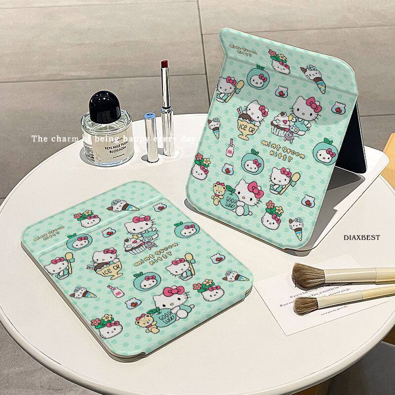 hellokitty折叠镜大号桌面台式化妆镜学生宿舍办公室收纳便携随身