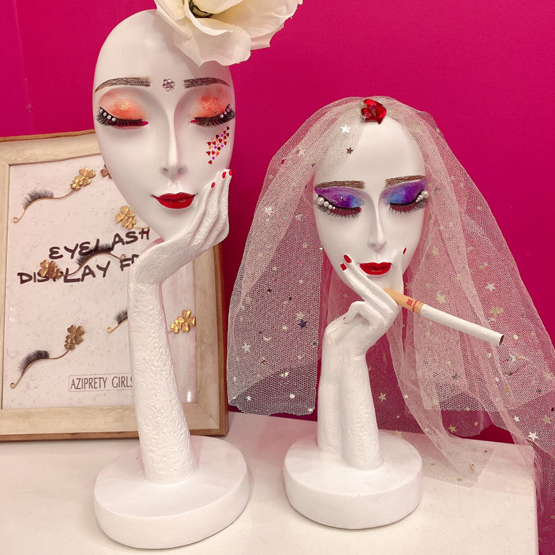 人脸面具摆件美睫美甲展示树脂头像美睫店摆件客厅酒柜装饰品人物