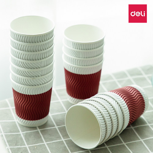 加厚波纹防烫咖啡豆浆杯