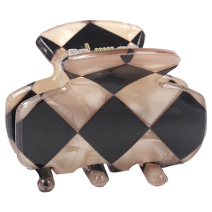 韩国棋盘格小抓夹扎高马尾发夹树脂格子顶夹小发抓醋酸质感卡碎发