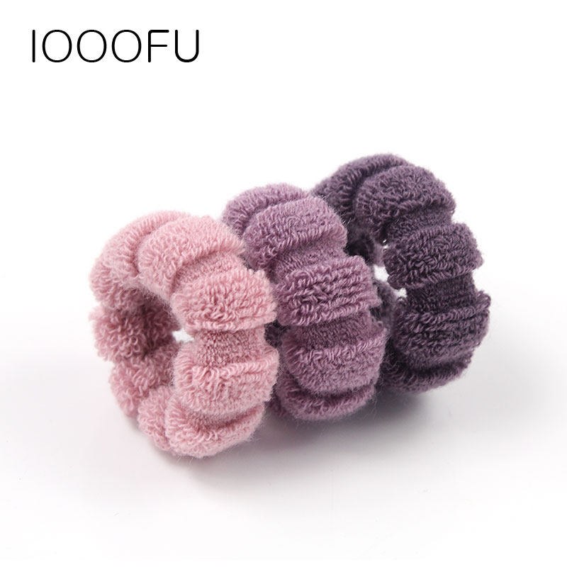 韩国波浪毛巾发圈混色组合毛绒时尚高马尾丸子头宽边头绳强力耐用