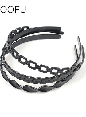 镂空树脂波浪带齿发箍树脂强韧性洗脸发卡卡碎发黑色亮面防滑头箍