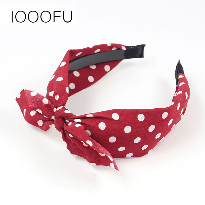 秀气白点点宽发箍 日韩兔耳朵波点宽发卡压发头箍 修饰脸型大气女