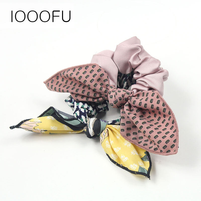 东大门缎面布艺印花兔耳朵发圈韩国蝴蝶结大肠圈气质盘发扎马尾绳,饰品/流行首饰/时尚饰品新,发饰,淘宝优惠券,粉丝福利购,淘宝优惠卷