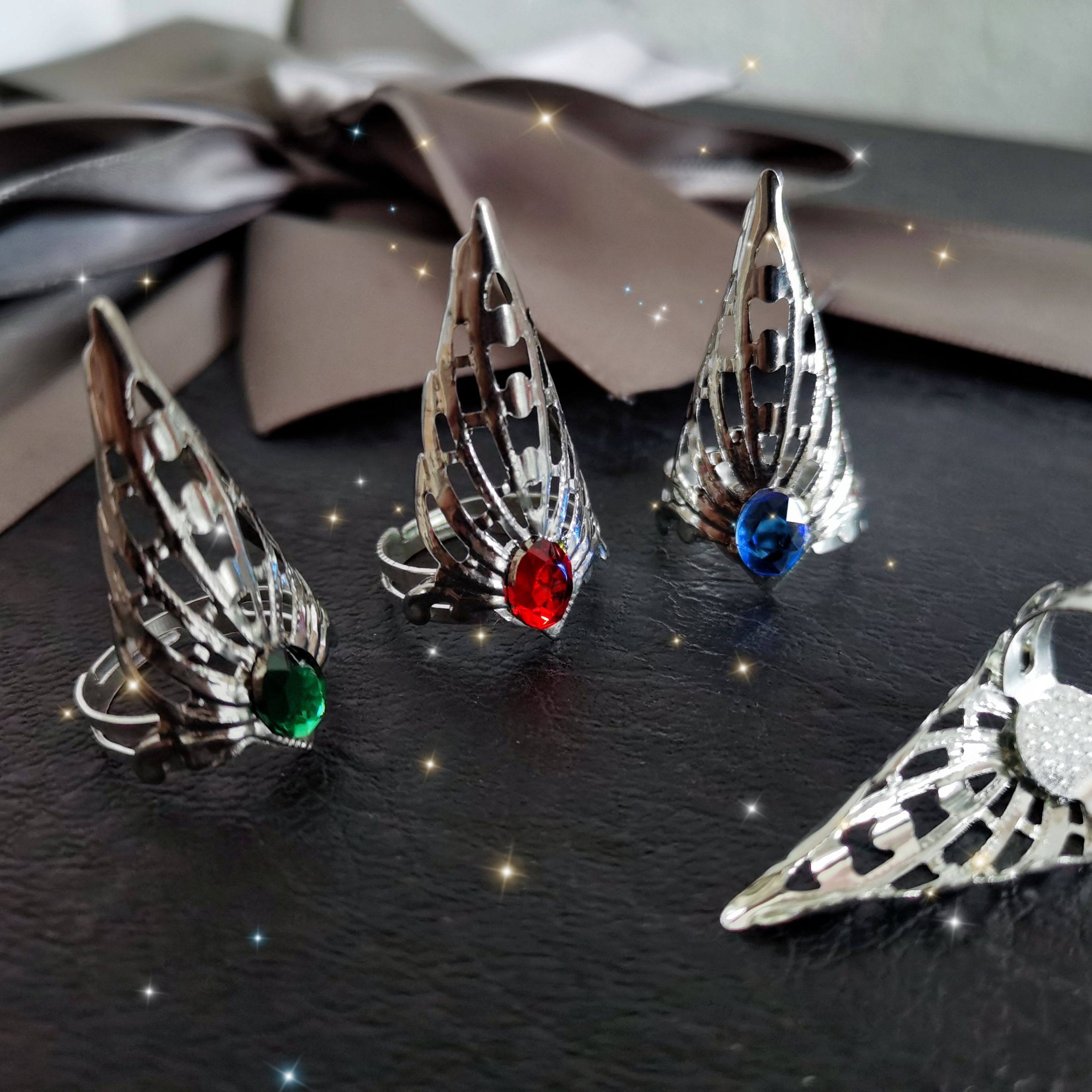 蝶谷花饰原创新款贴钻护甲活口可调节戒指甲套美甲装饰护甲指环