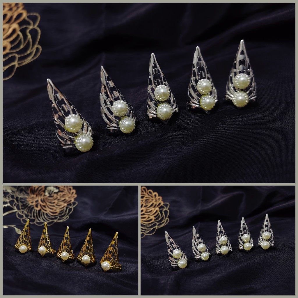 原创新款贴钻护甲复古镂空活口可调节戒指甲套美甲装饰护甲指环