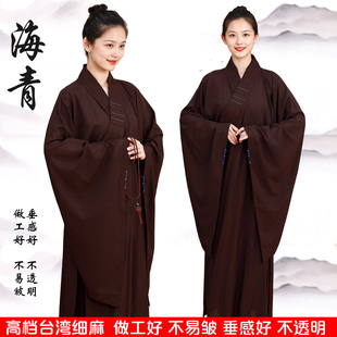 海青居士服女皈依服装禅修青衣春夏秋款不透明黑色深咖啡色透气好