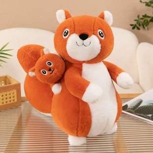 可爱仿真母子松鼠公仔毛绒玩具儿童玩偶抱枕大尾巴鼹鼠娃娃礼物女