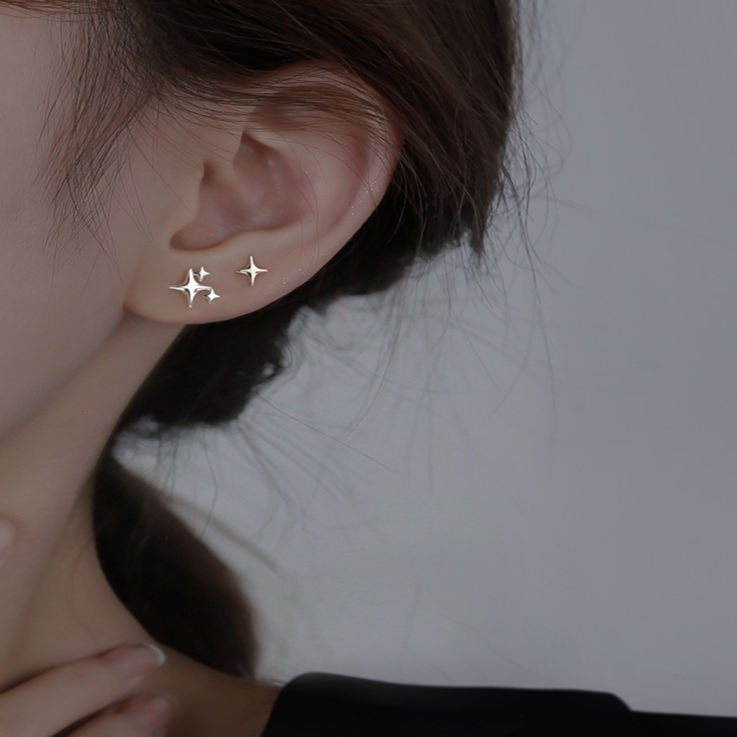 星星耳钉银针女耳钉925银耳饰