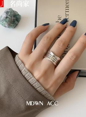 韩版复古英文字母戒指女宽面重工