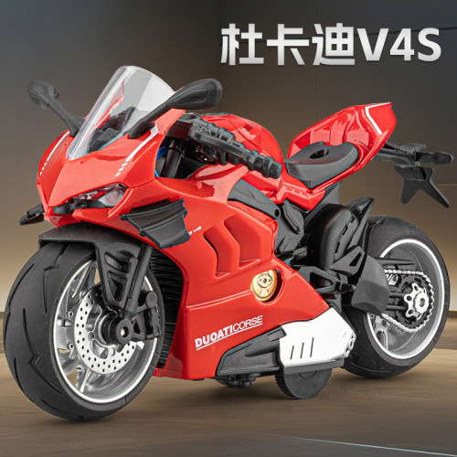 1/14杜卡迪V4S仿真合金摩托车模型回力声光儿童男孩礼物收藏摆件