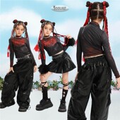 儿童街舞潮服女童辣妹幼儿走秀爵士舞蹈嘻哈waacking演出比赛套装