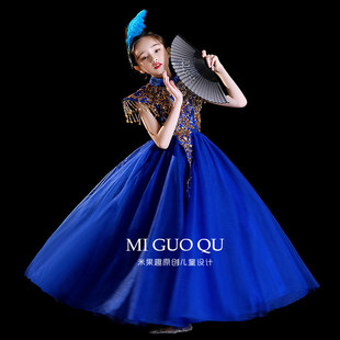 儿童晚礼服高端蓬蓬裙走秀公主裙国潮主持人新中式女童古筝演出服