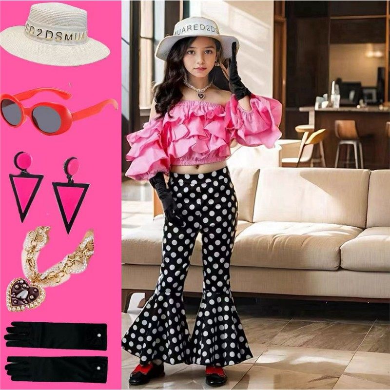 儿童复古港风演出服喇叭裤女童套装8090年代主题走秀潮服舞蹈服,童装/婴儿装/亲子装,儿童演出服,淘宝优惠券,粉丝福利购,淘宝优惠卷