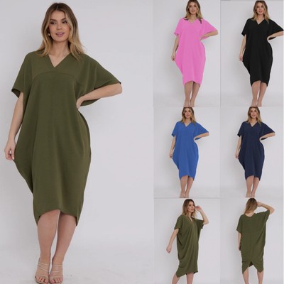 2024 Summer Women's Split Mid Length Dress女开叉中长款连衣裙