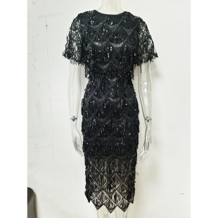 Tassel Sexy Sequin Dress 气质流苏亮片连衣裙礼服 Women Gown
