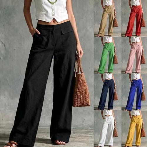 Women's Solid Color Loose Casual Wide-Leg Pants 休闲阔腿长裤