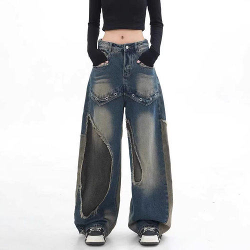 New loose wide-leg pants, trendy fashion women's jeans牛仔裤