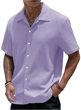 Men's short-sleeve fashion casual button-up shir t短袖休闲衣